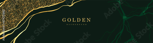 Green background with golden texture, fashionable printable texture. Luxurious Design. Modern Vector art Design.