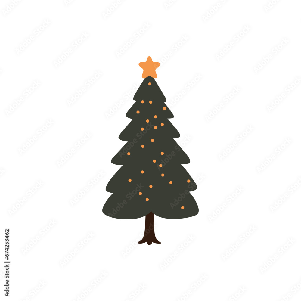 Orange Black Green Christmas Spruce and Cute Snow Graphic Element Orange Black Green Christmas Spruce and Cute Snow Graphic Element
