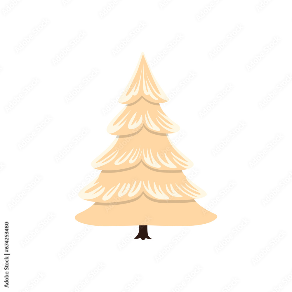 Fototapeta premium Orange Black Green Christmas Spruce and Cute Snow Graphic Element