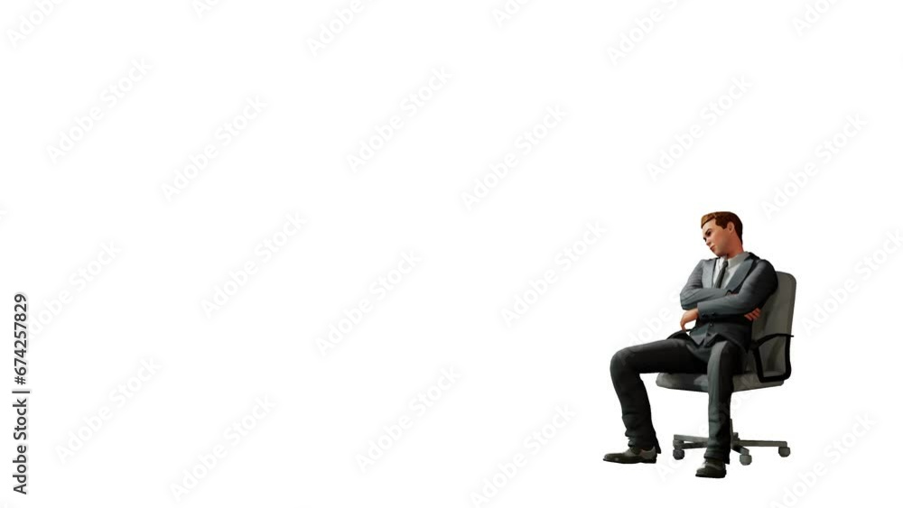 3D Character Businessman Asleep in Chair 3D Character Businessman Asleep in Chair