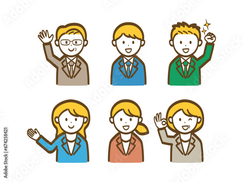 シンプルデザインのビジネスマンのイラストセット2