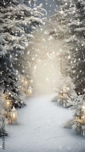 christmas theme background with snowing walkway © tigerheart