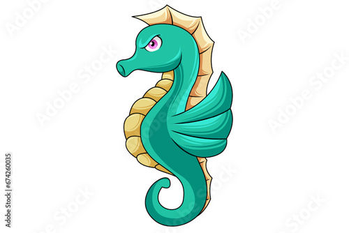 Cute Seahorse Character Design Illustration