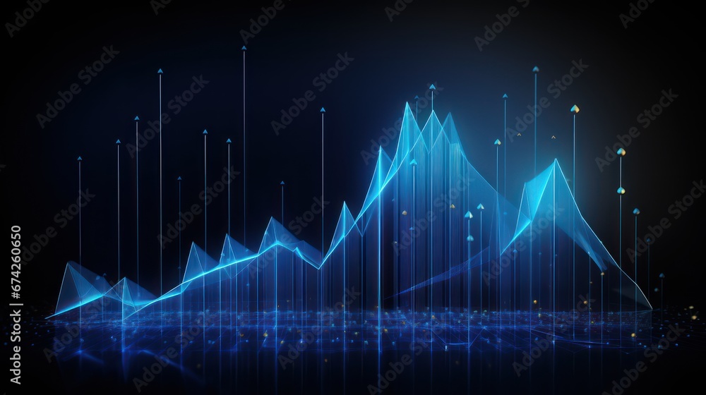 Business candle stick graph chart of stock market investment trading on futuristic blue background