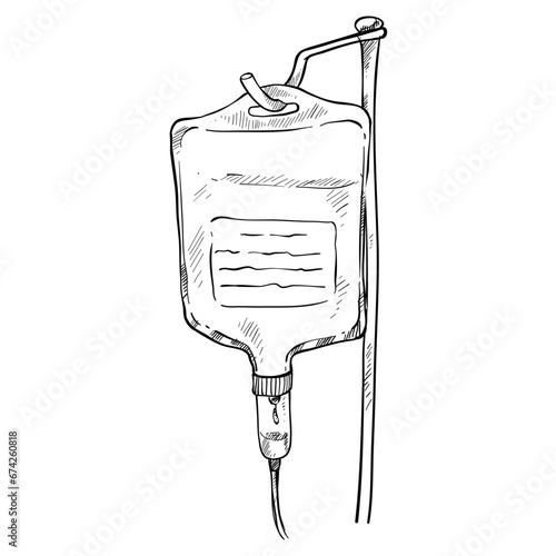 infusion bag handdrawn illustration