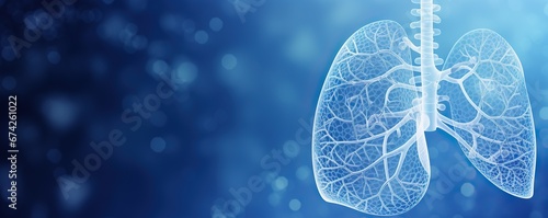 wireframe low poly lung on dark blue background, radiology and medicine, innovation and medical technology concept photo