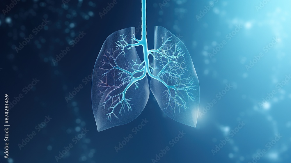 wireframe low poly lung on dark blue background, radiology and medicine, innovation and medical technology concept - obrazy, fototapety, plakaty 