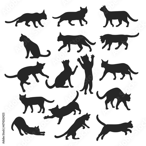 Cat silhouette, Miuw cat vector illustration