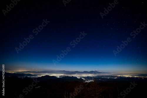 長野県上田市　美ヶ原からの夜景　小諸市　軽井沢