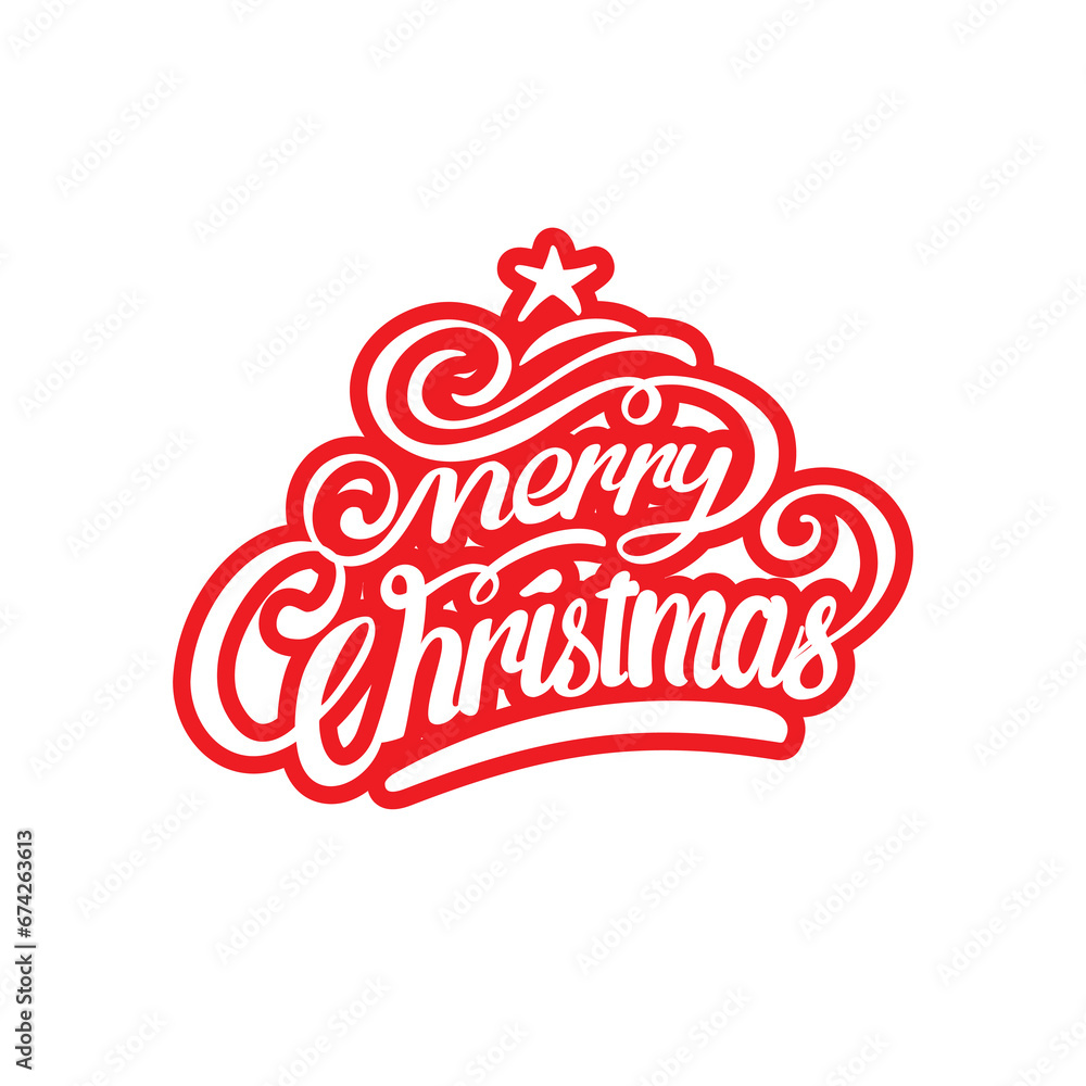 red merry christmas lettering vector illustration