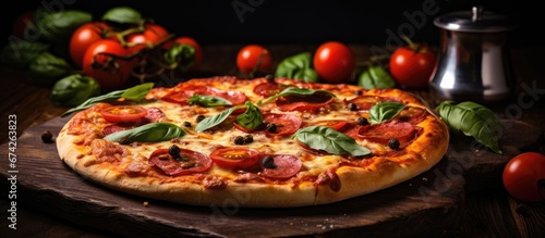 Delicious pizza accompanied by a charming countryside ambiance