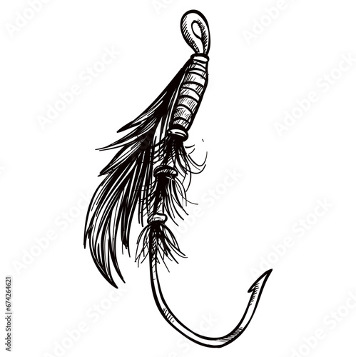 fishing hook handdrawn illustration