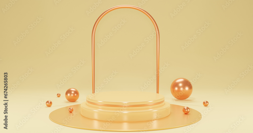 Fototapeta premium gold product podium with pearls on gold background