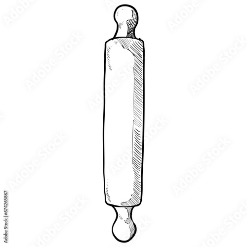 rolling pin handdrawn illustration