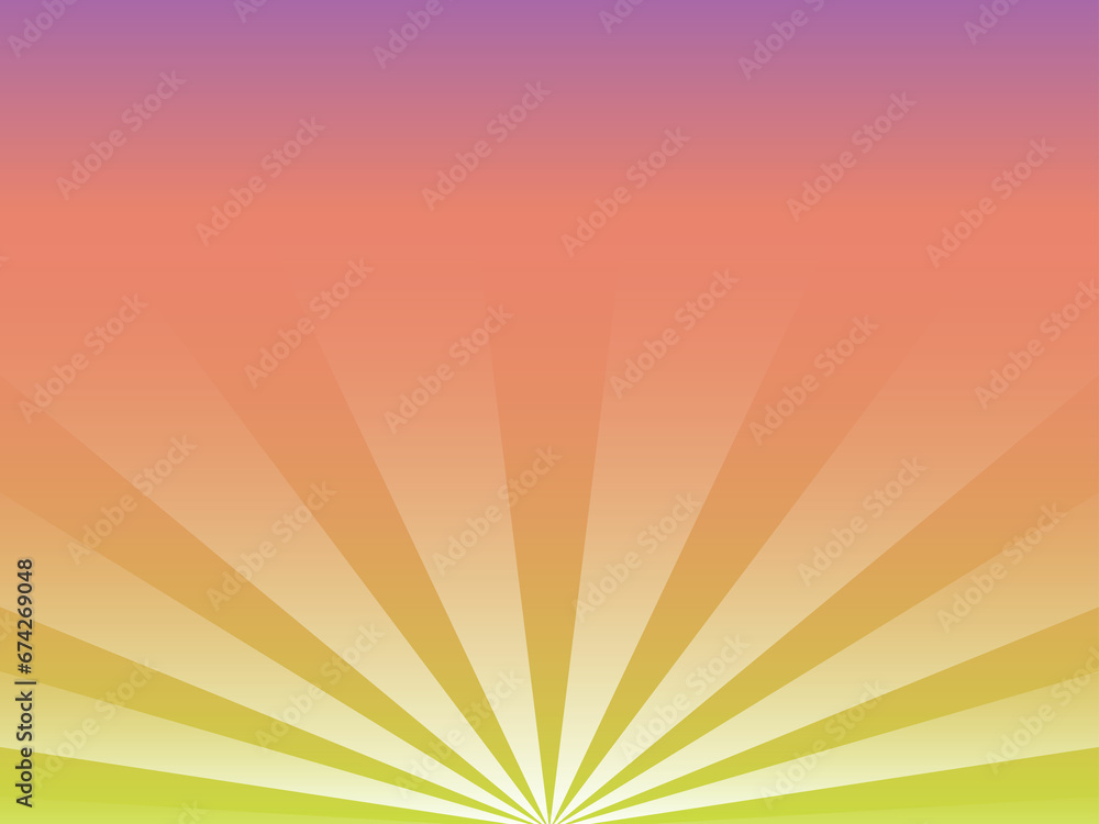 Obraz premium 鮮やかなグラデーションと集中線のカラフル背景_夕暮れイメージ