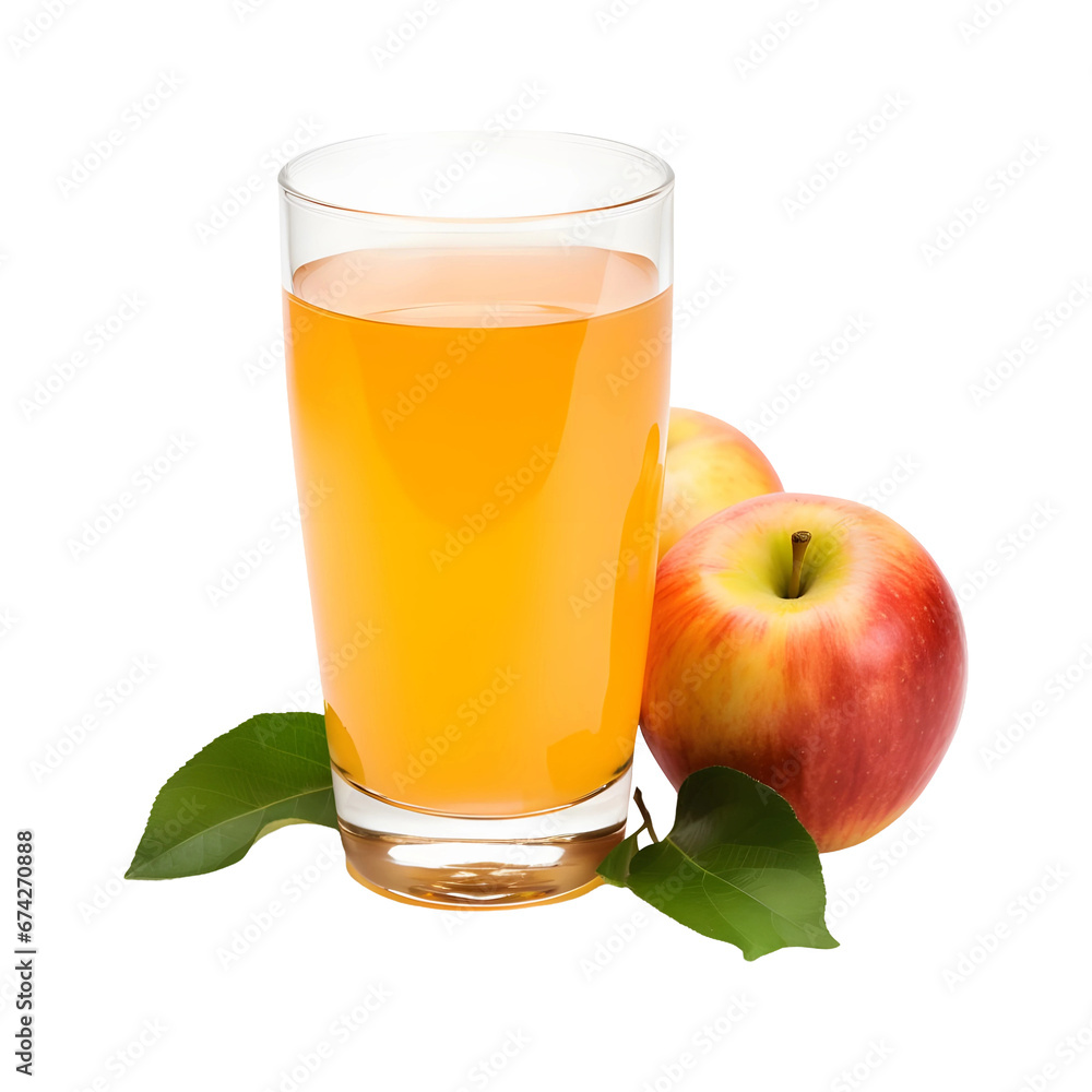 Apple juice glass with apple isolated on transparent and white background Apple juice glass with apple isolated on transparent and white background