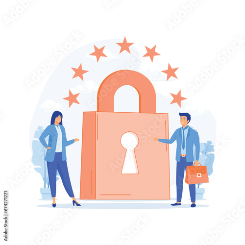 General Privacy. The European Commission strengthens and unifies the protection of personal data, flat vector modern illustration 