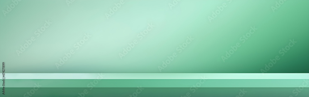 Minimalist gradient green room background with table top floor for product display Minimalist gradient green room background with table top floor for product display