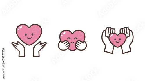 ハートを持つ手　アイコンセット