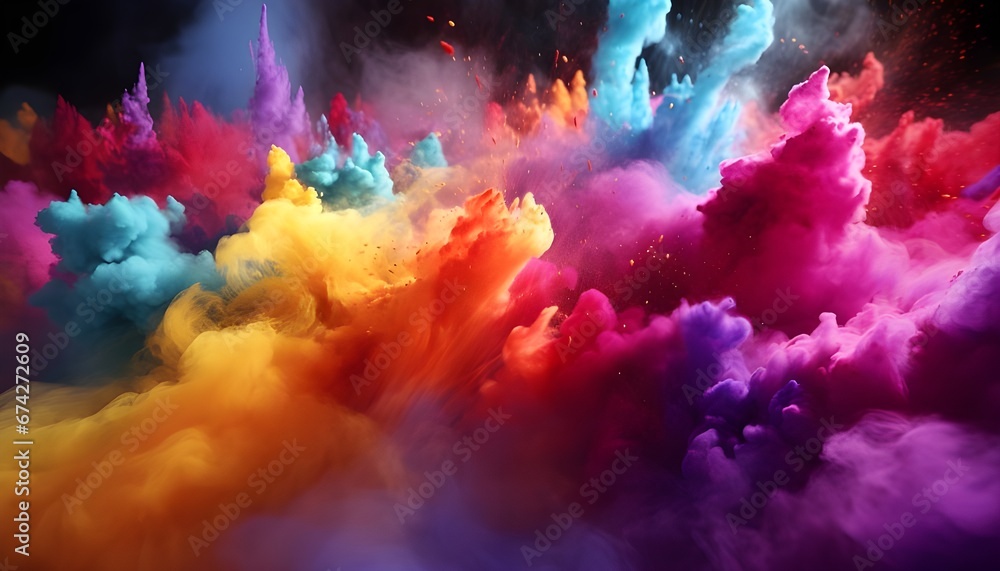 Holi festival color powder splash and explosion
