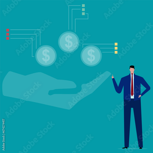 Investment asset allocation and balancing concept Businessman investors make pie charts to balance their portfolios to suit risk and return.