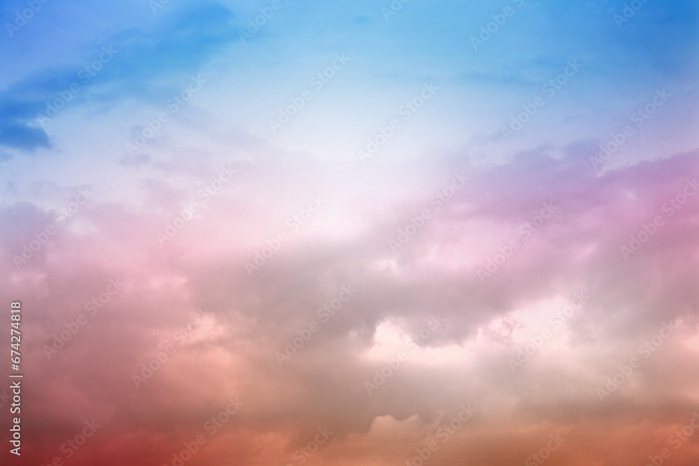 Beautiful pastel clouds and sky for background. Cloud and sky with a pastel colored background