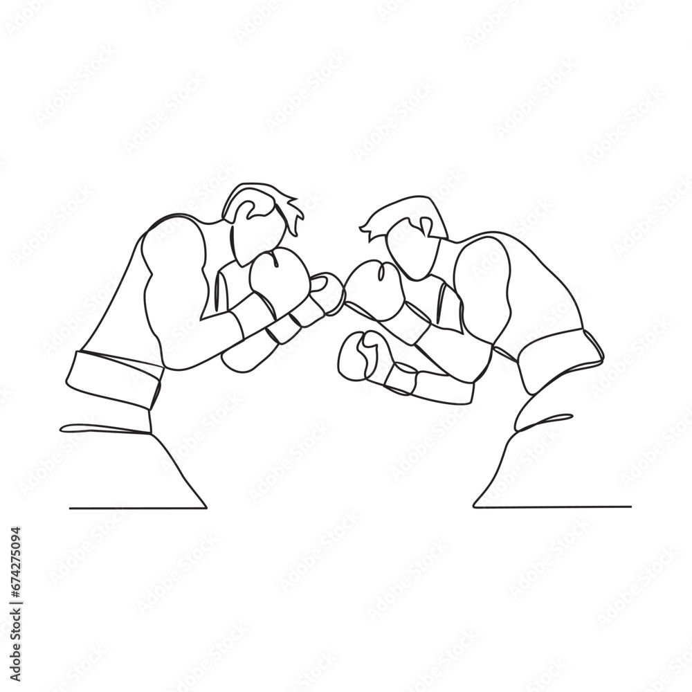 One continuous line of Boxing player vector illustration. Boxing player illustration simple linear style concept vector. Fighting sport design for your business asset design and promotion. One continuous line of Boxing player vector illustration. Boxing player illustration simple linear style concept vector. Fighting sport design for your business asset design and promotion.