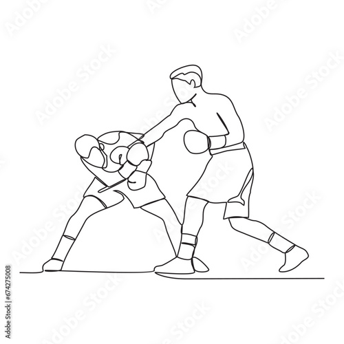 One continuous line of Boxing player vector illustration. Boxing player illustration simple linear style concept vector. Fighting sport design for your business asset design and promotion.