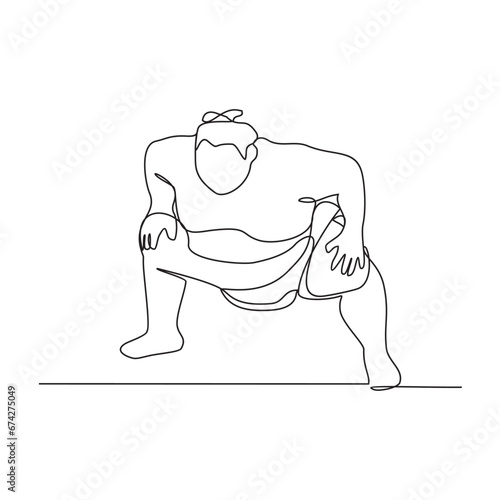 One continuous line drawing of Sumo player vector illustration. Sumo player illustration simple linear style concept vector. Japanese fighting sport design for your business asset design.
