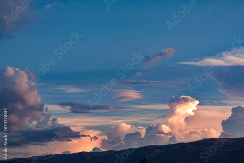 sky at sunset over mountains