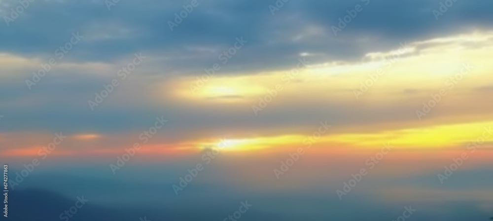 blur background of sunset among on the evening horizon