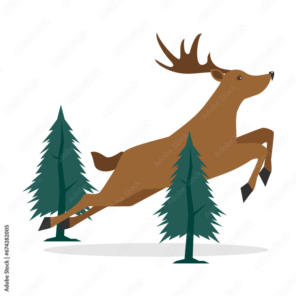 Reindeer & Christmas Tree Illustration Reindeer & Christmas Tree Illustration