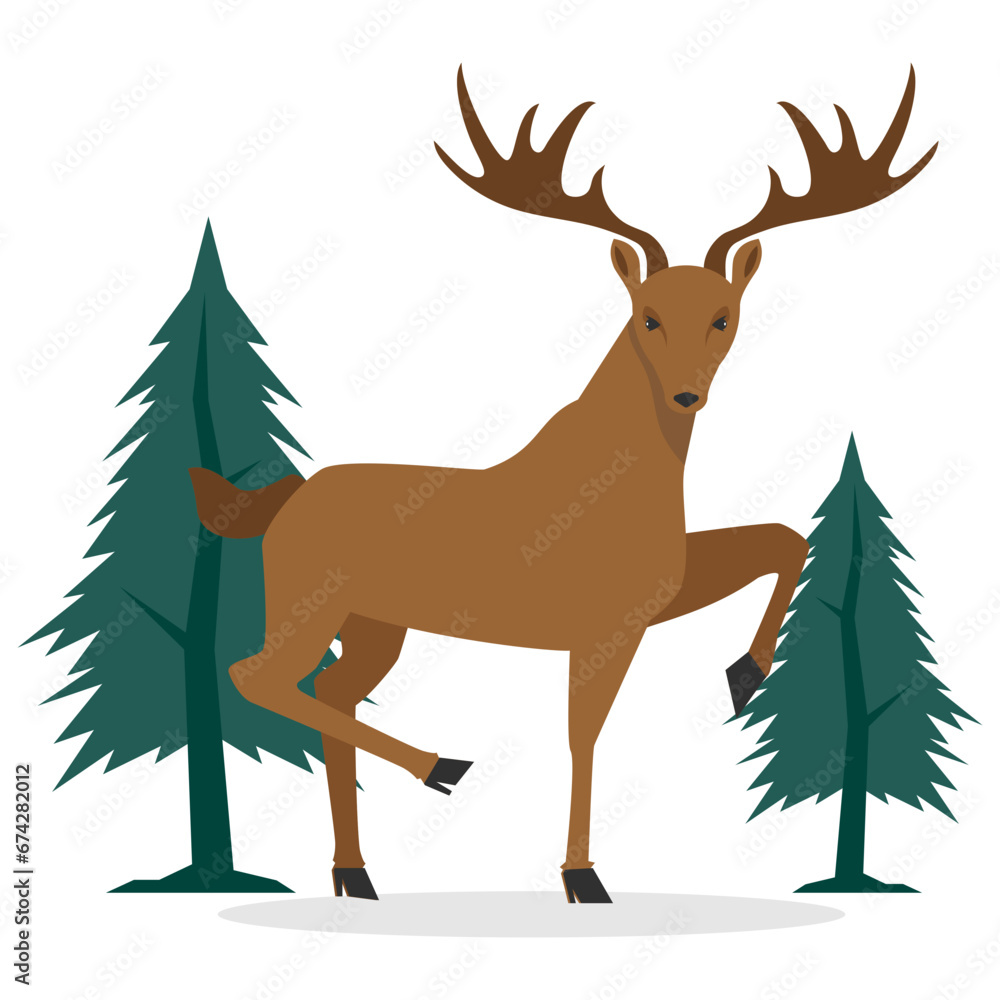 Reindeer & Christmas Tree Illustration Reindeer & Christmas Tree Illustration