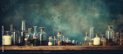 Historical background of medicine chemistry and pharmacy from the past Vintage themed