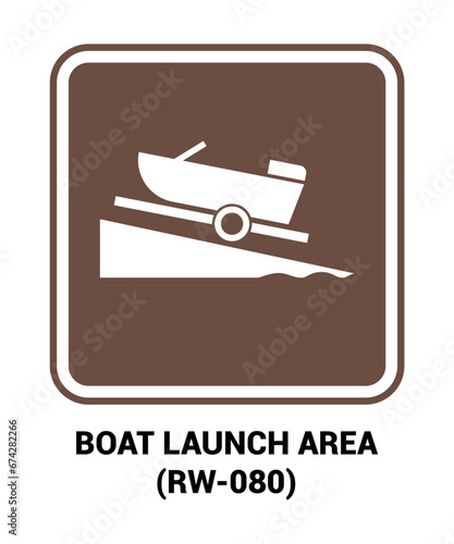 Boat launching area vector sign, Motorist Services and Recreation Signs