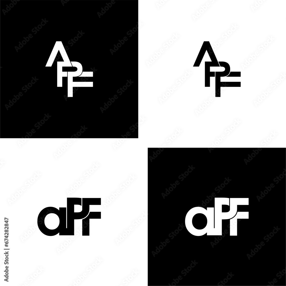 apf lettering initial monogram logo design set apf lettering initial monogram logo design set