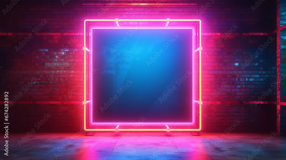 thin neon frame glowing abstract background. thin neon frame glowing abstract background.
