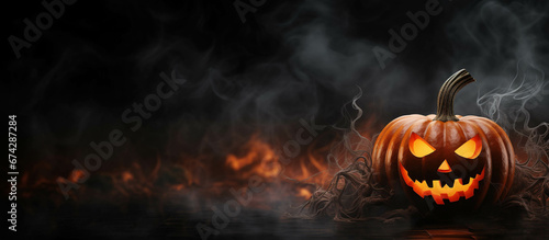 Cinematic Halloween Landscape with Haunted Mansion and Orange Sky