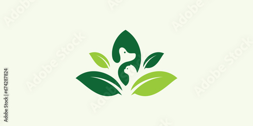 pet nutrition logo design with leaf and pet elements.