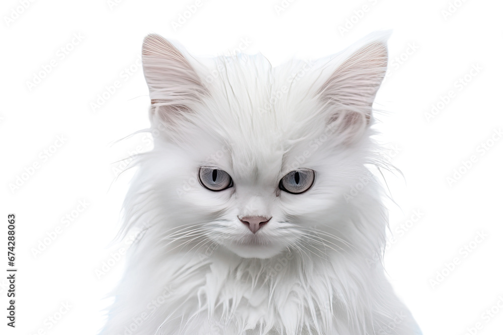 Close-up of a kittenin front of a white background