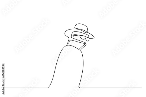 detective agent man hat retro old vintage coat jacket line art design