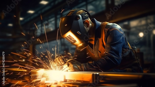 welding plasma cutting of metal, spark parts. photo