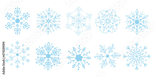Snowflake set for Christmas and happy new year decoration Set of vector illustrations for background, greeting card, party invitation card, website banner, social media banner, marketing material