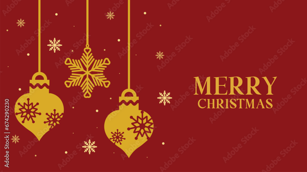 Gold Christmas ornaments card background.