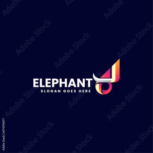 Vector Logo Illustration Elephant Gradient Colorful Style