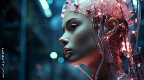 アンドロイド女性の横顔,Generative AI AI画像