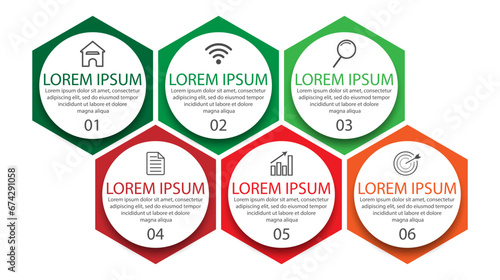 simple infographic design, 5 step infographics that are interconnected with icons, symbols, text combined with harmonious colors, good for your business presentation