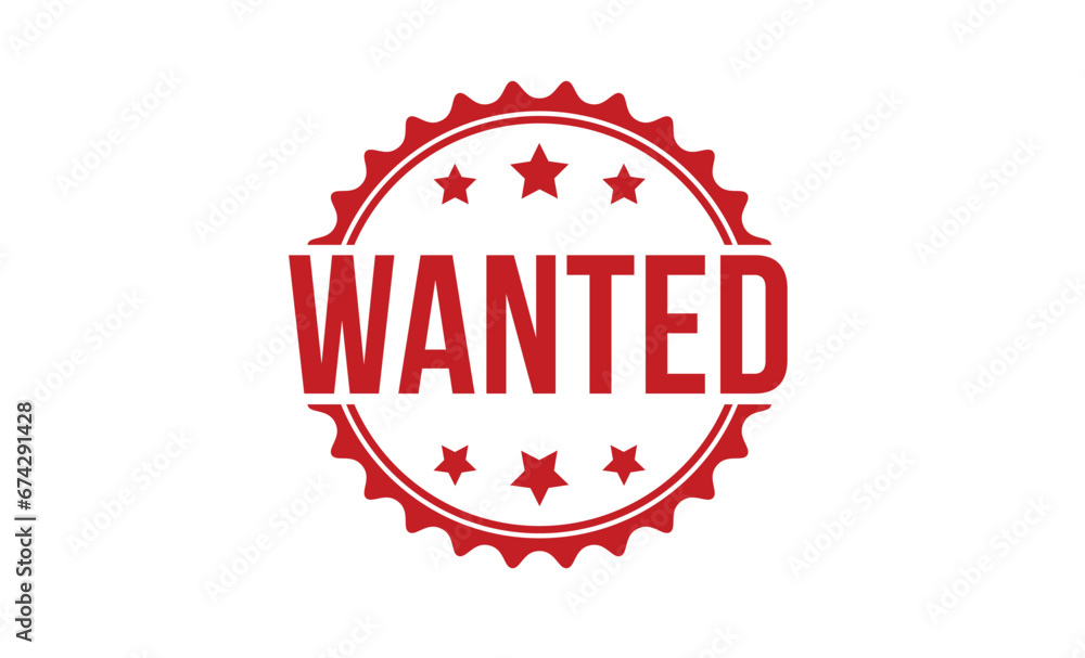 wanted red rubber stamp on white background. wanted Rubber Stamp.