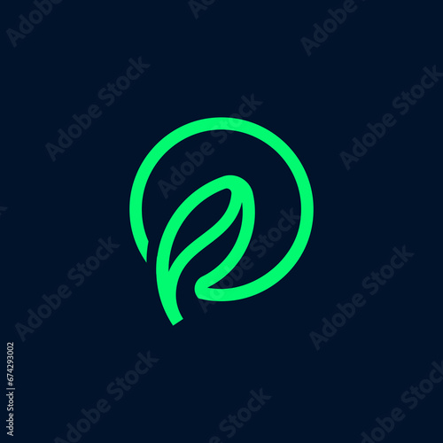P Leaves grow logo. P Leaf Nature Vector