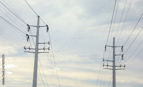 Wallpaper Mural electrical power lines stretching into the horizon, symbolizing the unstoppable flow of energy Torontodigital.ca
